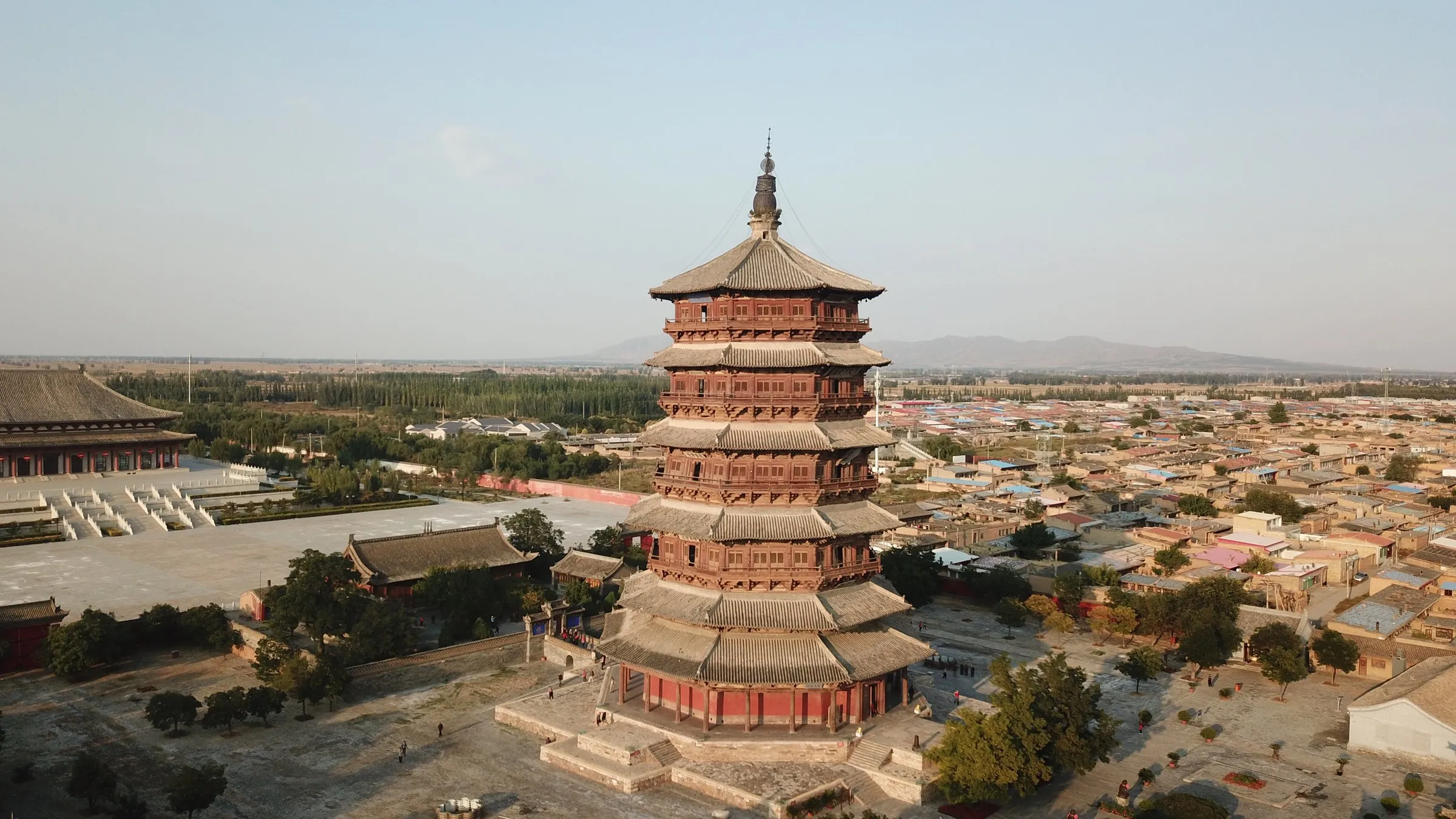 The Yingxian Wooden Pagoda in Shanxi, built in 1056 — the oldest and tallest surviving timber pagoda in China