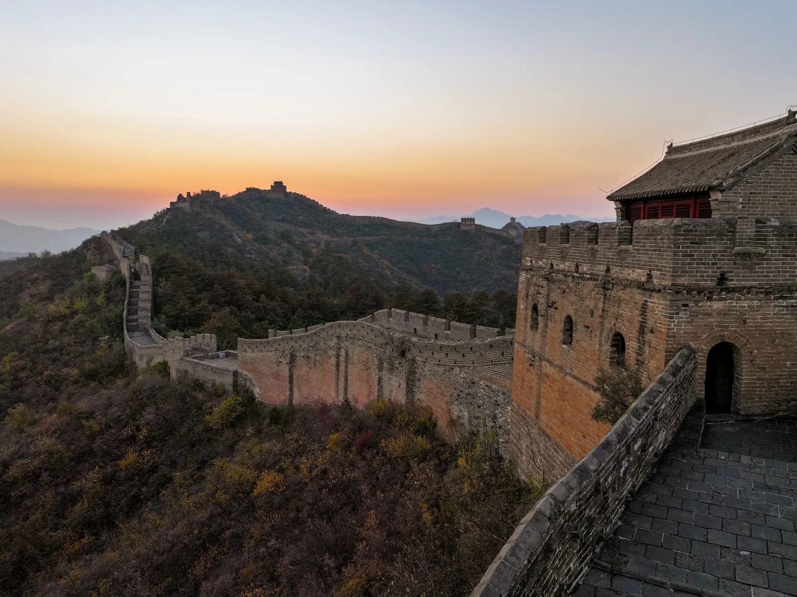 Great Wall watchtower at dusk