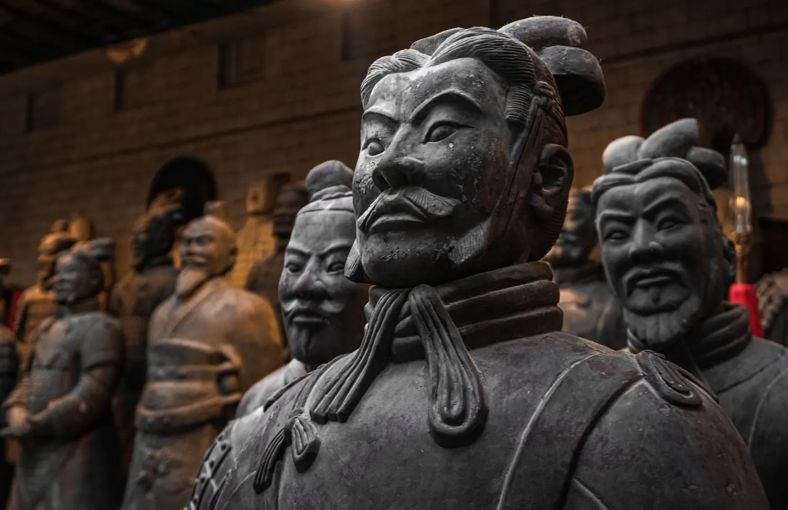 Terracotta warrior face close-up