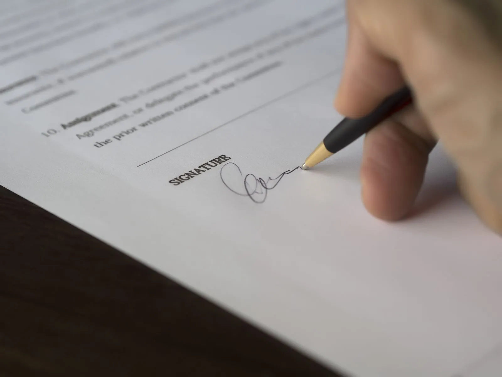 Signing an insurance document