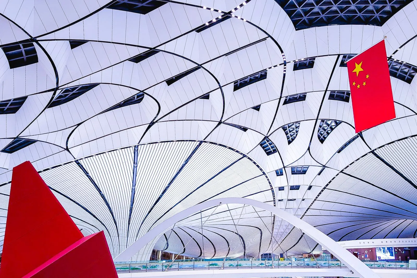 Airport departure hall interior