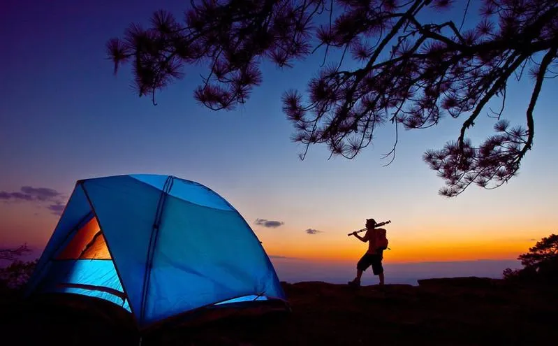 Summit tents at dawn on Huangshan
