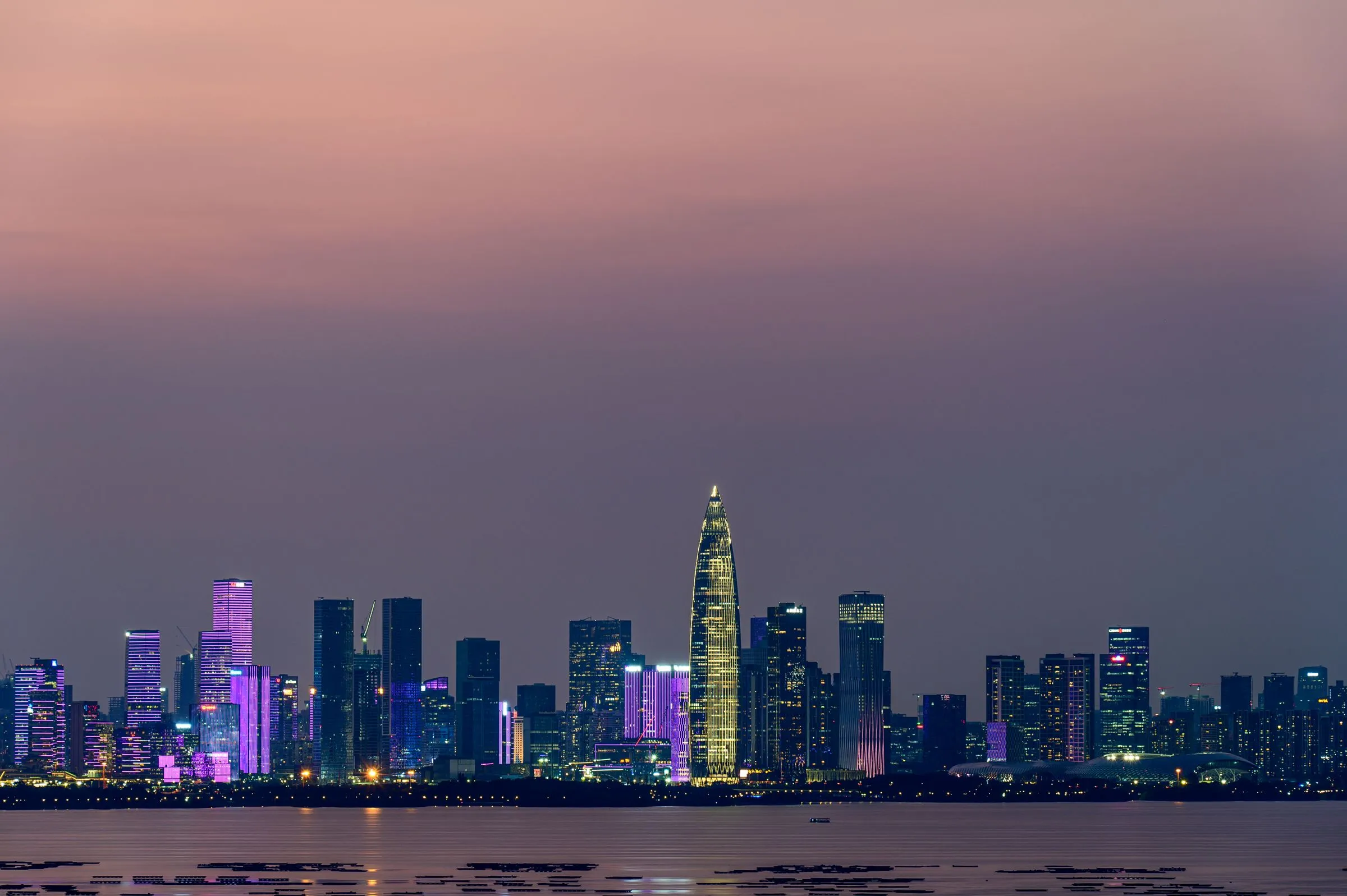 Shenzhen Bay skyline at dusk
