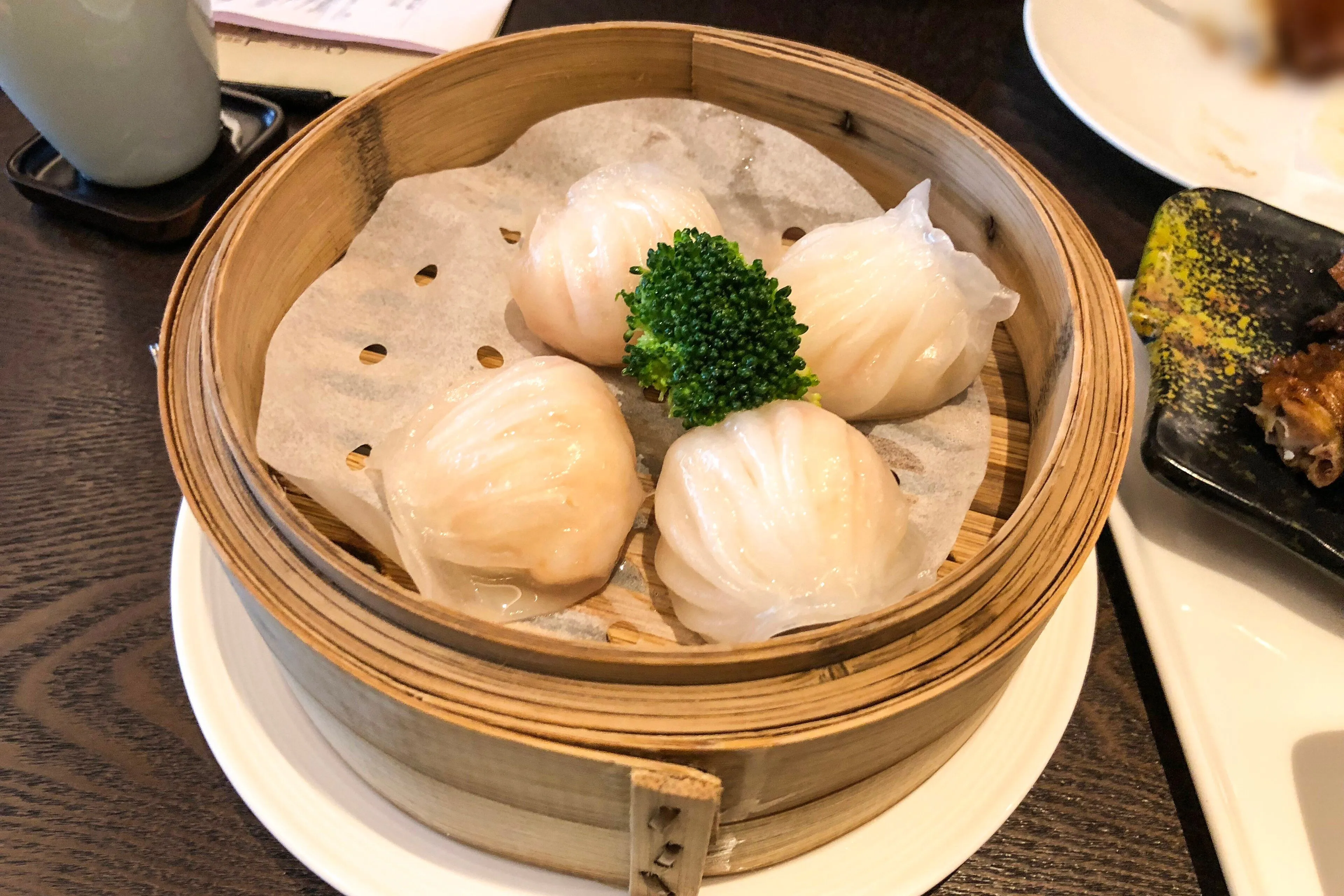 Dim sum in bamboo steamers at a Guangzhou teahouse