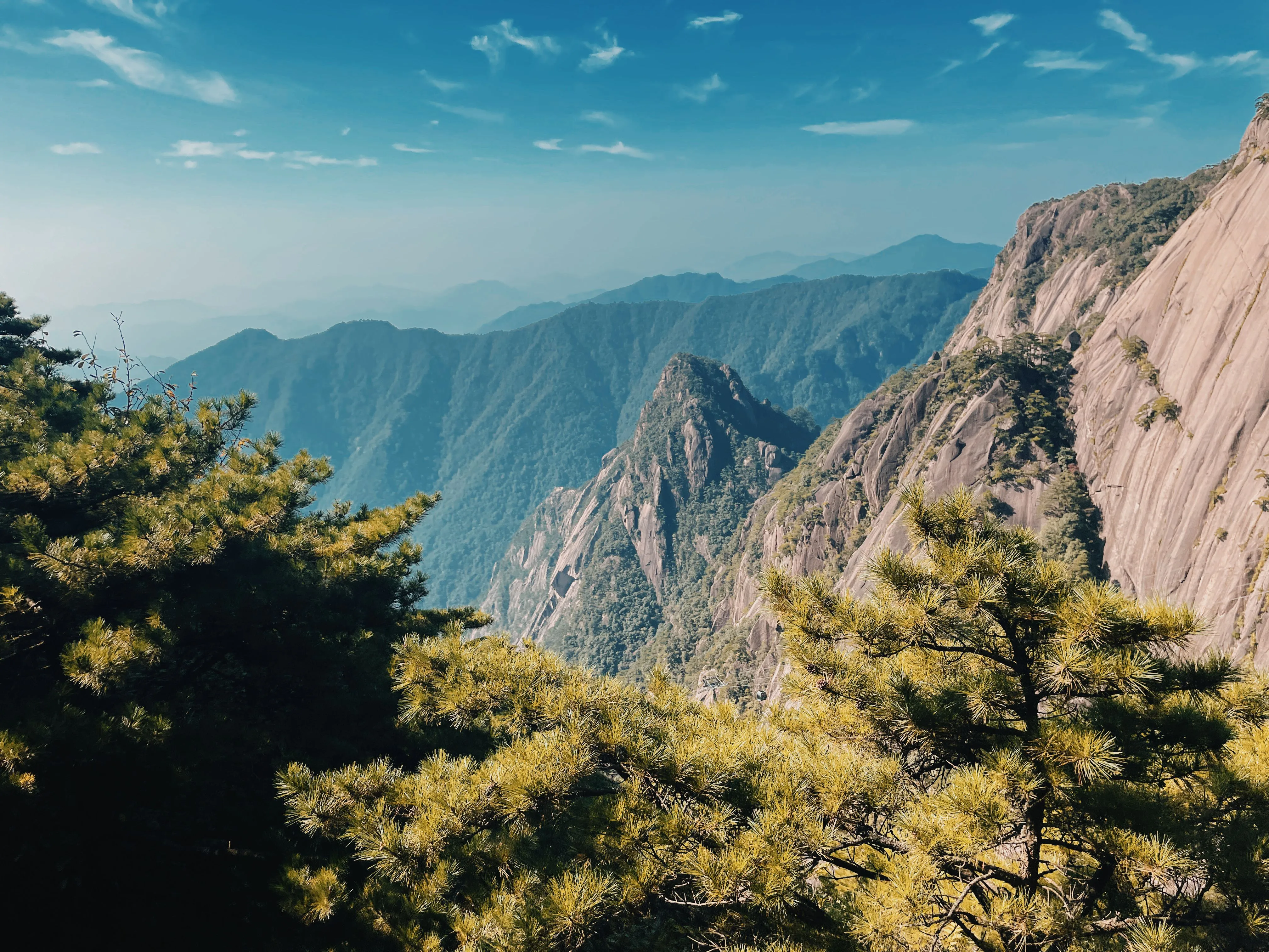 The granite peaks and wind-sculpted pines of Huangshan (Yellow Mountain) under summer cloud