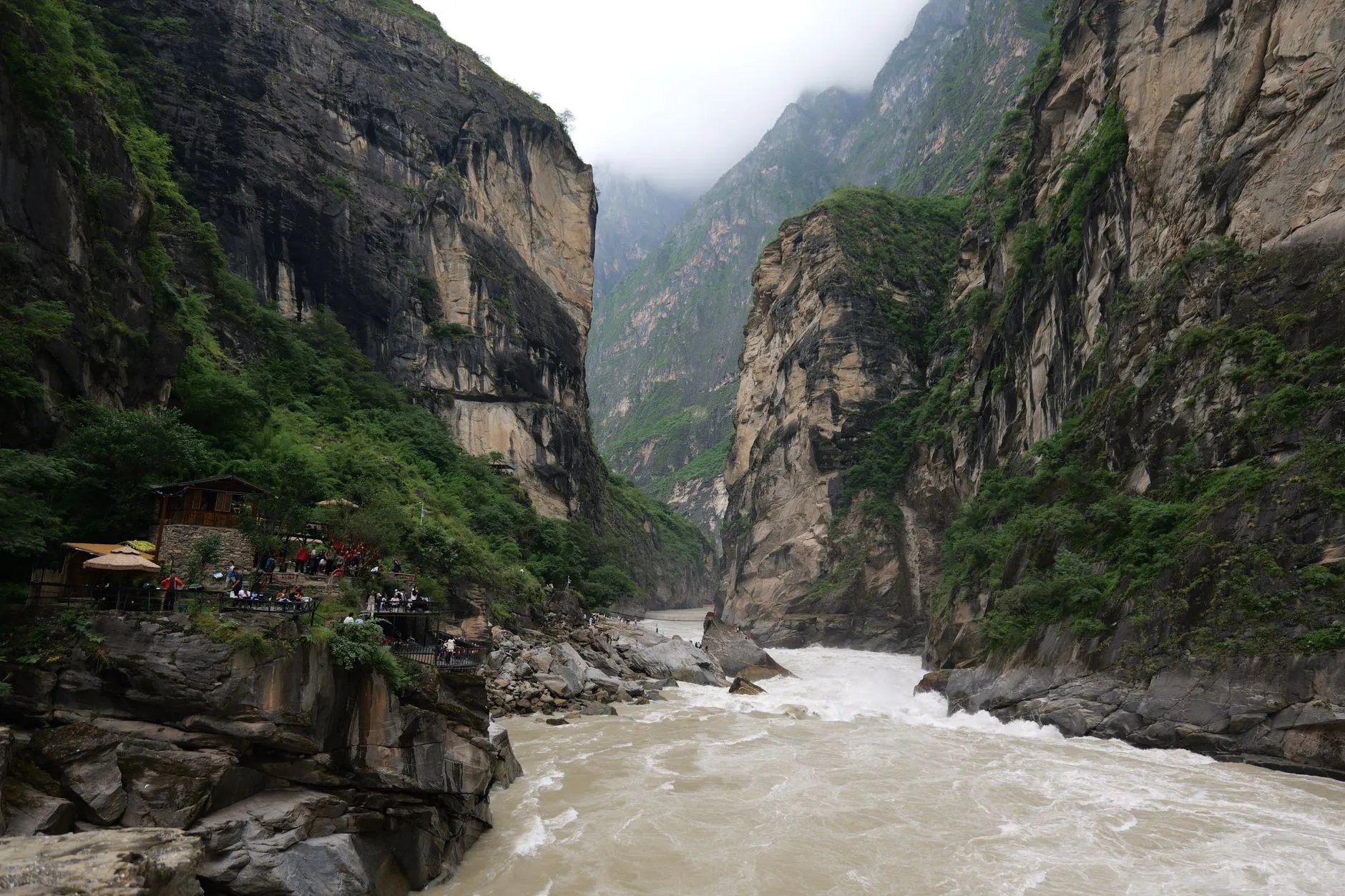 The Jinsha River roaring through Tiger Leaping Gorge canyon