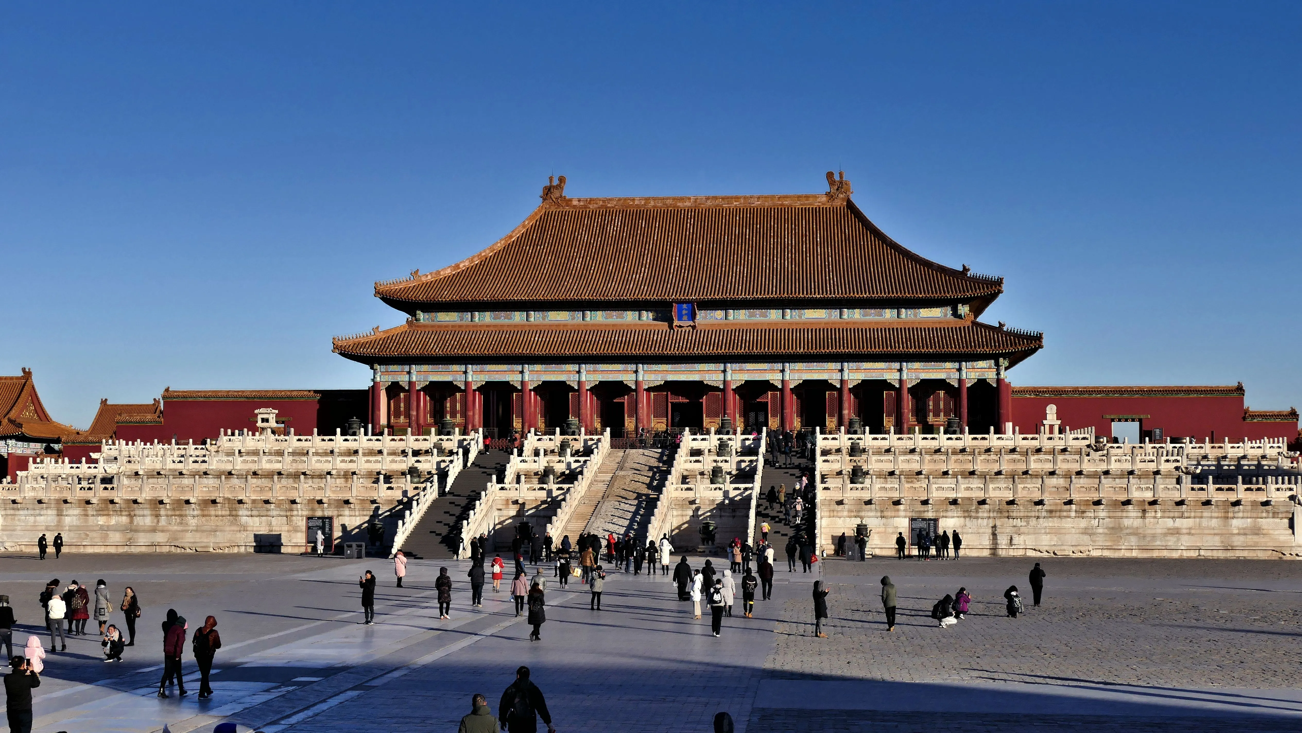 The Forbidden City's Hall of Supreme Harmony under a wide roof of golden glazed tiles — the visual heart of Chinese imperial architecture
