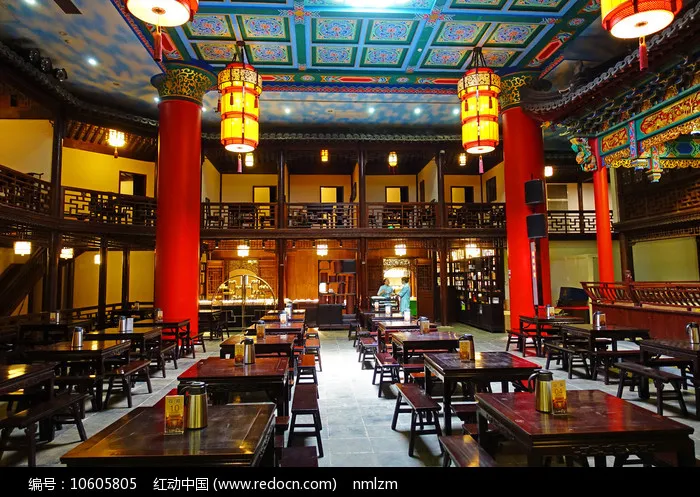Interior of a traditional Chinese teahouse
